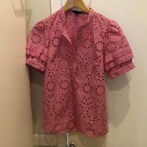 Pink lace J Crew blouse size XS
